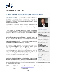 Press Release: Dr. Niels Hartung Joins RDC-D As