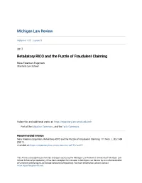 Retaliatory RICO and the Puzzle of Fraudulent Claiming