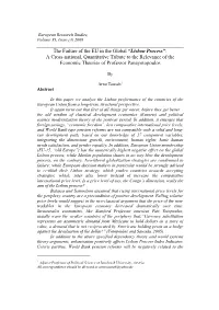 The Failure of the EU in the Global “Lisbon Process” : a Cross-National, Quantitative Tribute to the Relevance of the Economic Theories of Professor Panayotopoulos