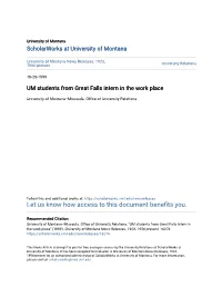 UM Students from Great Falls Intern in the Work Place