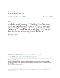 An Educator's Journey of Finding Post-Traumatic Growth After Intimate