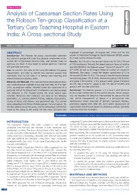 Analysis of Caesarean Section Rates Using the Robson Ten-Group