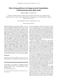Discovering Pathways in Benign Prostate Hyperplasia: a Functional Genomics Pilot Study