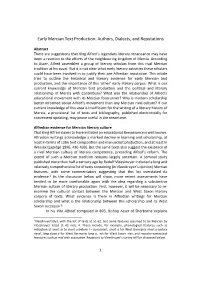 Early Mercian Text Production: Authors, Dialects, and Reputations