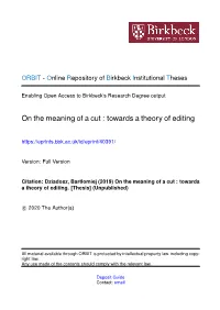 On the Meaning of a Cut : Towards a Theory of Editing