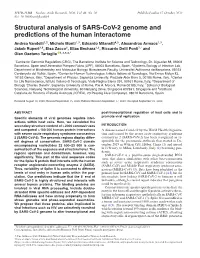 Structural Analysis of SARS-Cov-2 Genome and Predictions of the Human Interactome