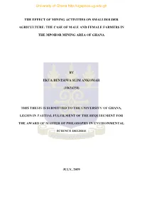 The Effect of Mining Activities on Smallholder