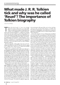 The Importance of Tolkien Biography Colin Duriez