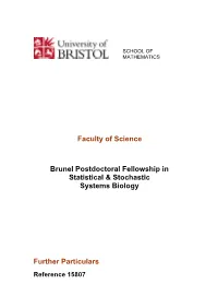 Faculty of Science Brunel Postdoctoral Fellowship in Statistical