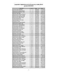 Legislative Appointments for Democracy Lobby Week Updated 2/20/2021