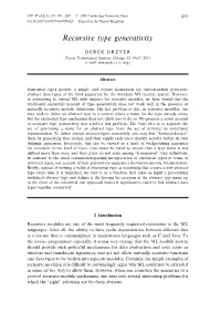 Recursive Type Generativity