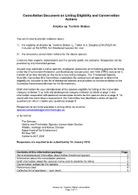 Consultation Document on Listing Eligibility and Conservation Actions Atriplex Sp. Yeelirrie Station