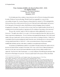 From Arminius (D.1609) to the Synod of Dort (1618 – 1619) W