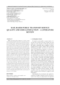 Rail-Based Public Transport Service Quality and User Satisfaction