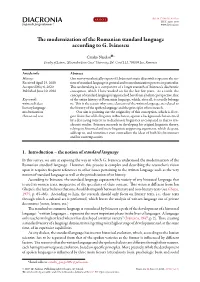 The Modernization of the Romanian Standard Language According to G