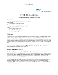 HTML 4.0 Specification