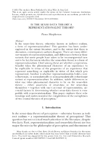 Is the Sense-Data Theory a Representationalist Theory?