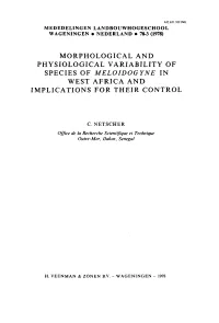 Morphological and Physiological Variability of Species of Meloidogyne in West Africa and Implications for Their Control