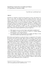 Quantifying Constructions in English and Chinese a Corpus-Based Contrastive Study