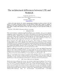 The Architectural Differences Between LTE and Wimax