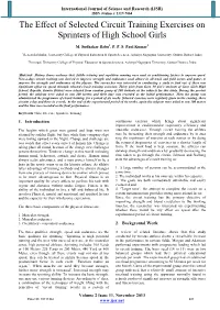 The Effect of Selected Circuit Training Exercises on Sprinters of High School Girls
