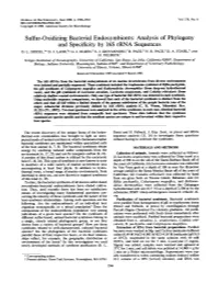 Analysis of Phylogeny and Specificity by 16S Rrna Sequences D