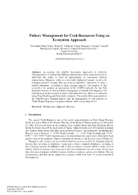 Fishery Management for Crab Resources Using an Ecosystem Approach