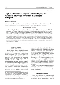 High-Performance Liquid Chromatographic Analysis of Drugs of Abuse in Biologic Samples