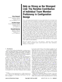 The Relative Contribution of Individual Team Member Proficiency In