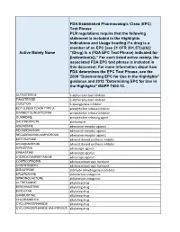 Active Moiety Name FDA Established Pharmacologic Class (EPC) Text
