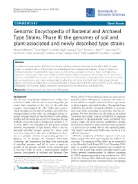 Genomic Encyclopedia of Bacterial and Archaeal Type Strains, Phase