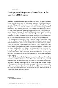 The Export and Adaptation of Lexical Lists in the Late Second Millennium