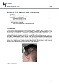 Using the BHM Binaural Head Microphone