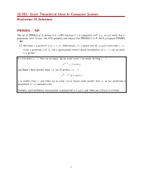 15-251: Great Theoretical Ideas in Computer Science Recitation 14 Solutions PRIMES ∈ NP