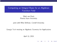 Computing an Integral Basis for an Algebraic Function Field