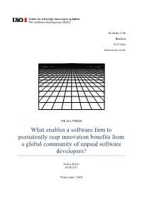 What Enables a Software Firm to Persistently Reap Innovation Benefits from a Global Community of Unpaid Software Developers?