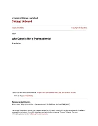 Why Quine Is Not a Postmodernist