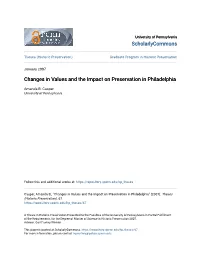 Changes in Values and the Impact on Preservation in Philadelphia