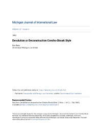 Devolution Or Deconstruction Czecho-Slovak Style