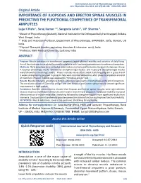 Importance of Iliopsoas and Erector Spinae Muscles in Predicting The