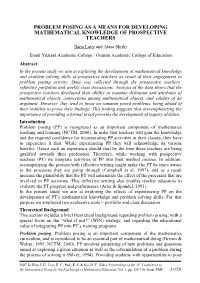 Problem Posing As a Means for Developing Mathematical
