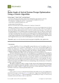 Radar Angle of Arrival System Design Optimization Using a Genetic Algorithm