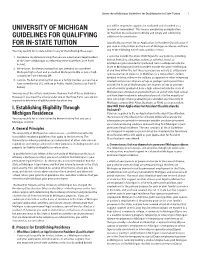 University of Michigan Guidelines for Qualifying for In-State Tuition 1