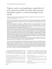Valproic Acid Reversed Pathologic Endothelial Cell Gene Expression Proﬁle Associated with Ischemia– Reperfusion Injury in a Swine Hemorrhagic Shock Model