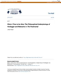What a Time to Be Alive: the Philosophical Underpinnings of Heidegger and Nietzsche in the Postmortal