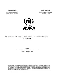 Background Paper on Refugees and Asylum Seekers from Iran