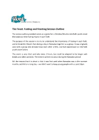 Fasting and Feasting Session Outline
