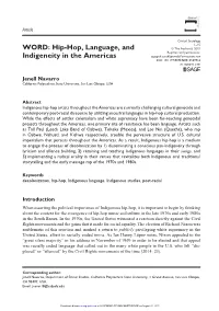 Hip-Hop, Language, and Indigeneity in the Americas