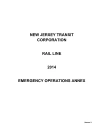 New Jersey Transit Corporation Rail Line 2014 Emergency Operations Annex