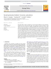 Second Generation Biofuels Economics and Policies